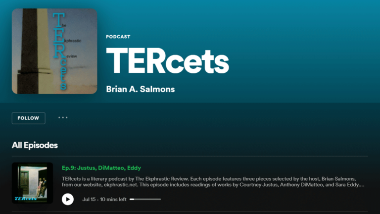 Screenshot of TERcets podcast website