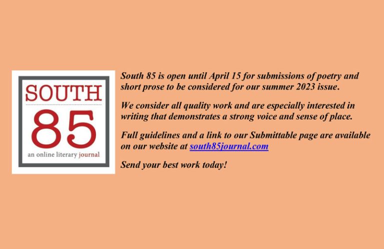 Screenshot of South 85's 2023 General Submissions open flyer