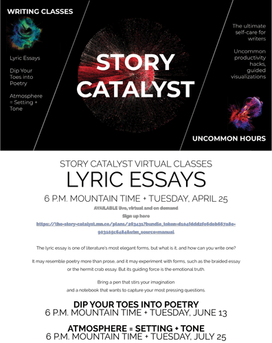 Screenshot of the Story Catalyst Flyer for the April 2023 eLitPak newsletter