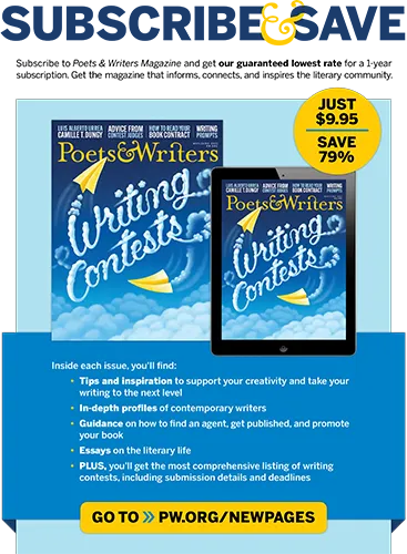 Screenshot of Poets & Writers special November 2023 subscription offer flyer