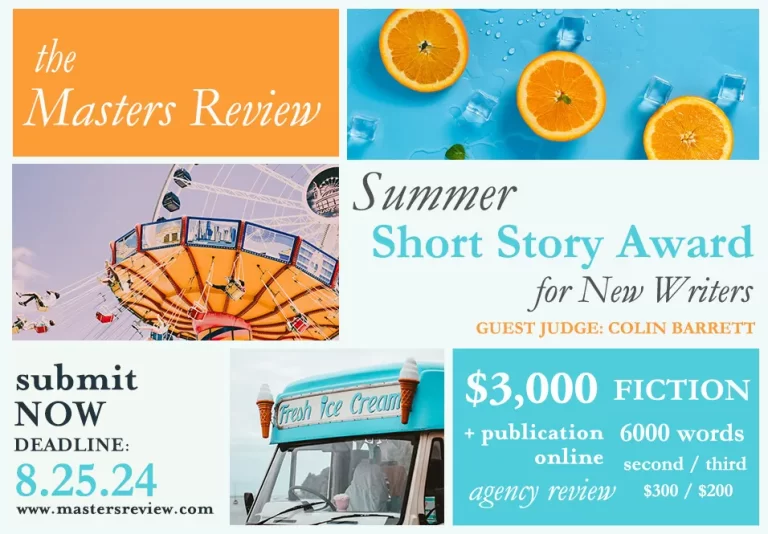 The Masters Review Summer Short Story Award for New Writers 2024 flyer