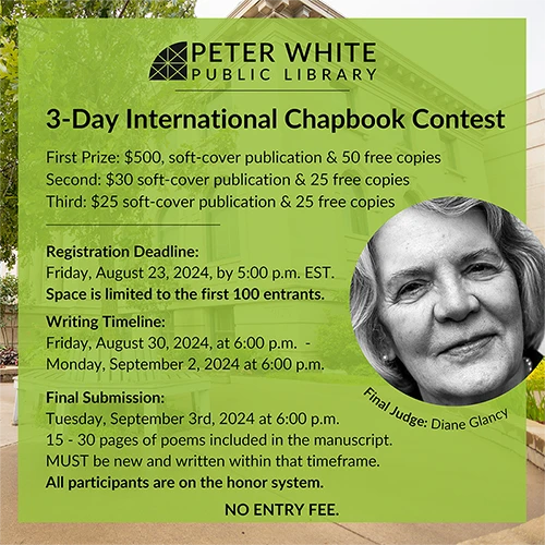Peter White Public Library 3-Day Chapbook Contest flyer